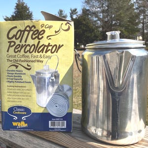 Vintage Campfire Camping Hiking Coffee Percolator 9-Cup Aluminum Pot