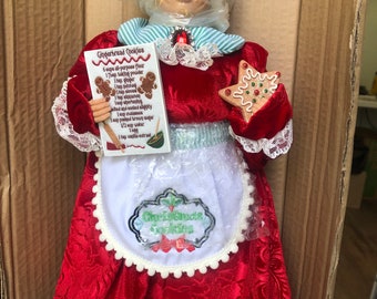 Karen Didion 16" Classic Mrs. Claus Santa Gingerbread Christmas Doll Retro Decor