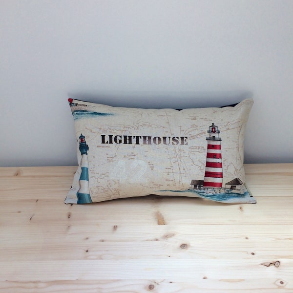 30x50 cm (12"x20") Lighthouse Pillow Cover,Throw Pillow, Marine Decor, Nautical decor, Cushion, house warming gift, oceanside, lakeside home