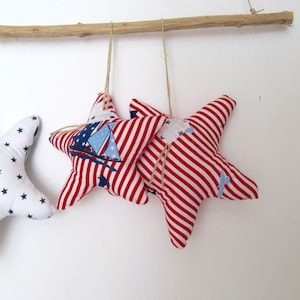 Starfish, starfish hanging ornament, coastal home decoration, Set of 2 Seastars, Nautical Decoration, children room decoration, stripes