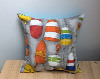 Buoy Print Cushion Cover, Nautical Coastal Decor (12x12)