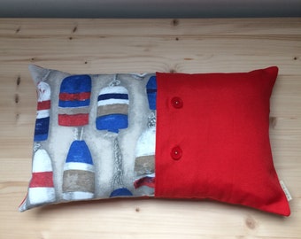 Nautical Buoys Pillow Cover, Coastal Home Decor (12"x20")