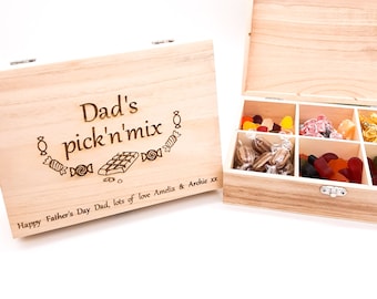 Father's Day treat box, engraved with a message and ready to fill with their favourite sweets. Gift for dad, grandad