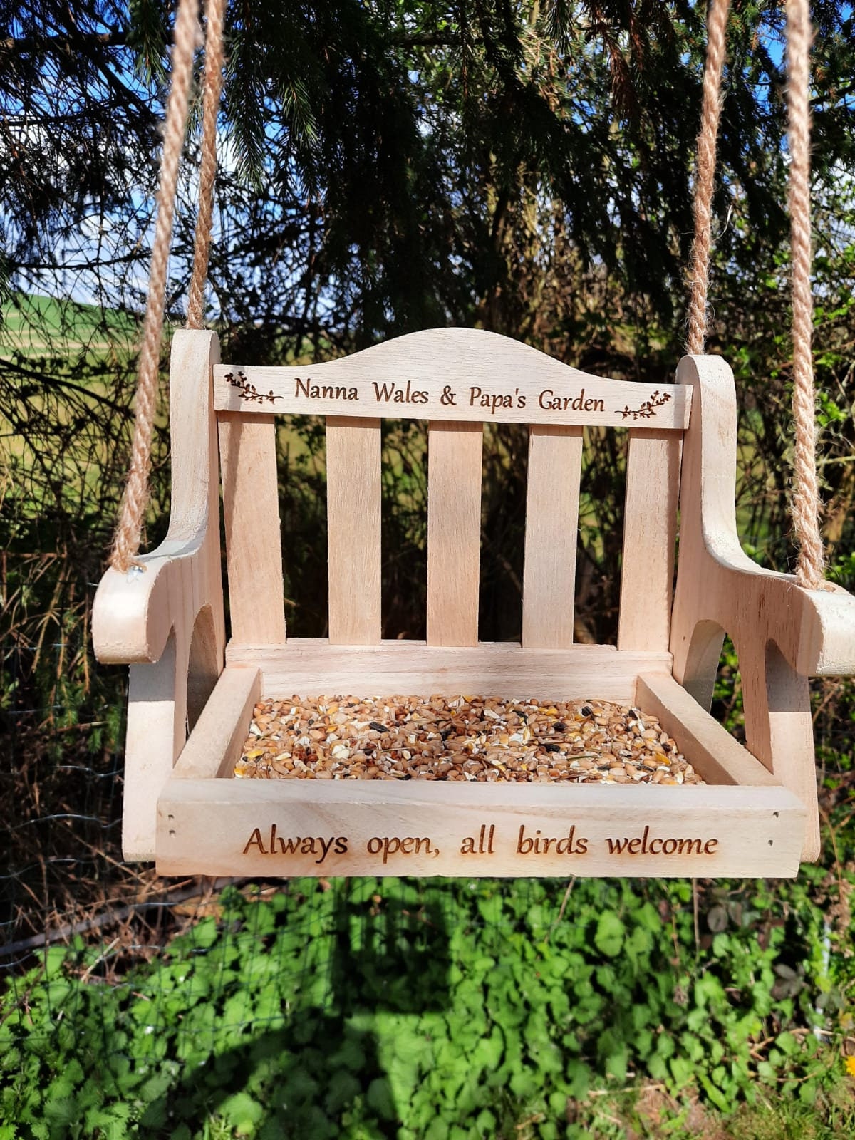 Personalised Bird Feeder Swing. Engraved With Any Name Family Etsy UK