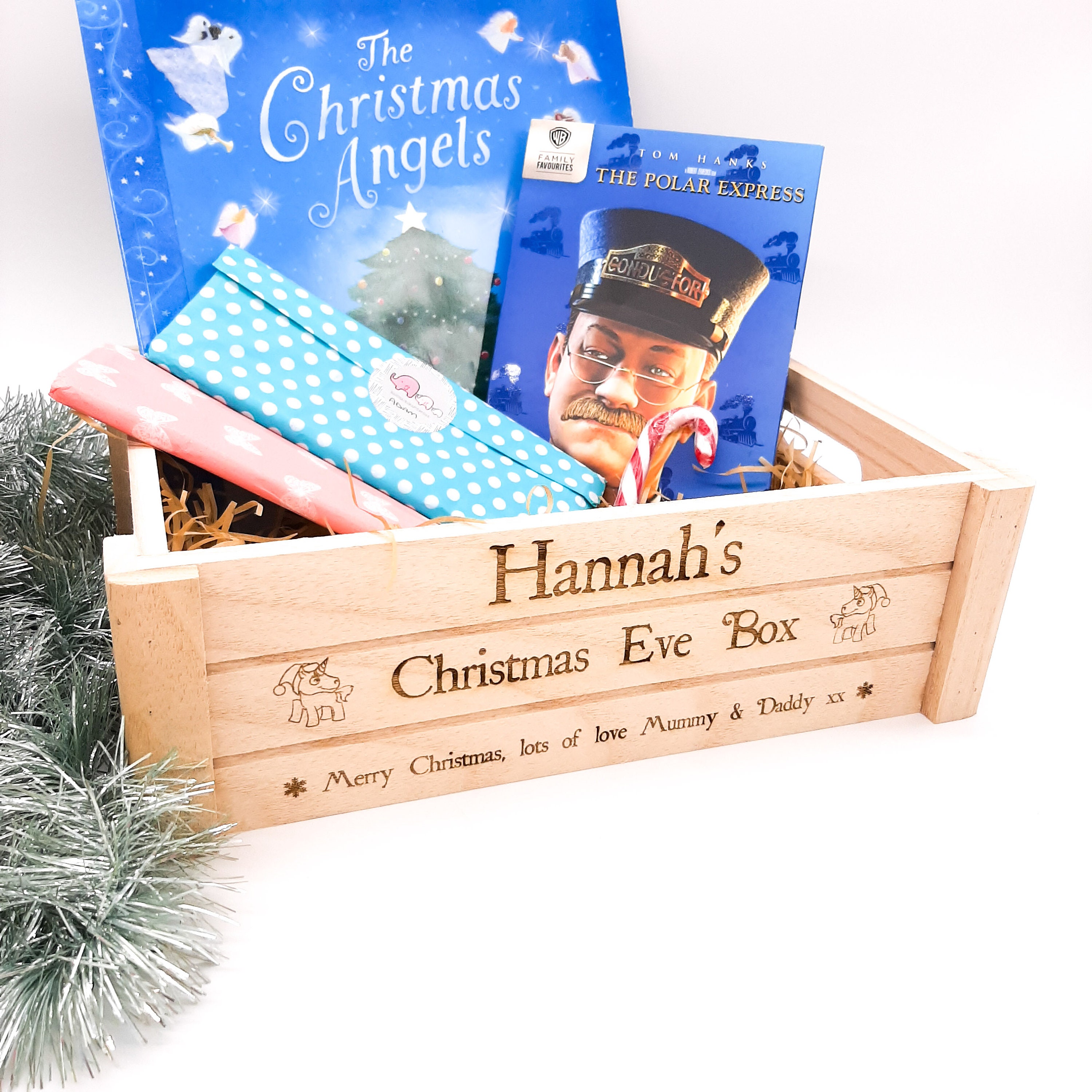 Personalised Unicorn Christmas Eve Box Wooden Crate Engraved Etsy UK