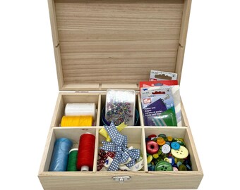 Wooden Sewing Basket with Sewing Kit Accessories,Sewing Box