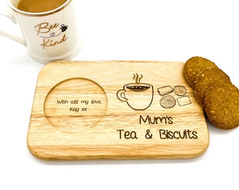 Mum's Tea, Coffee & Biscuits, personalised Mother's Day gift with engraved message. Gift for mum, grandma