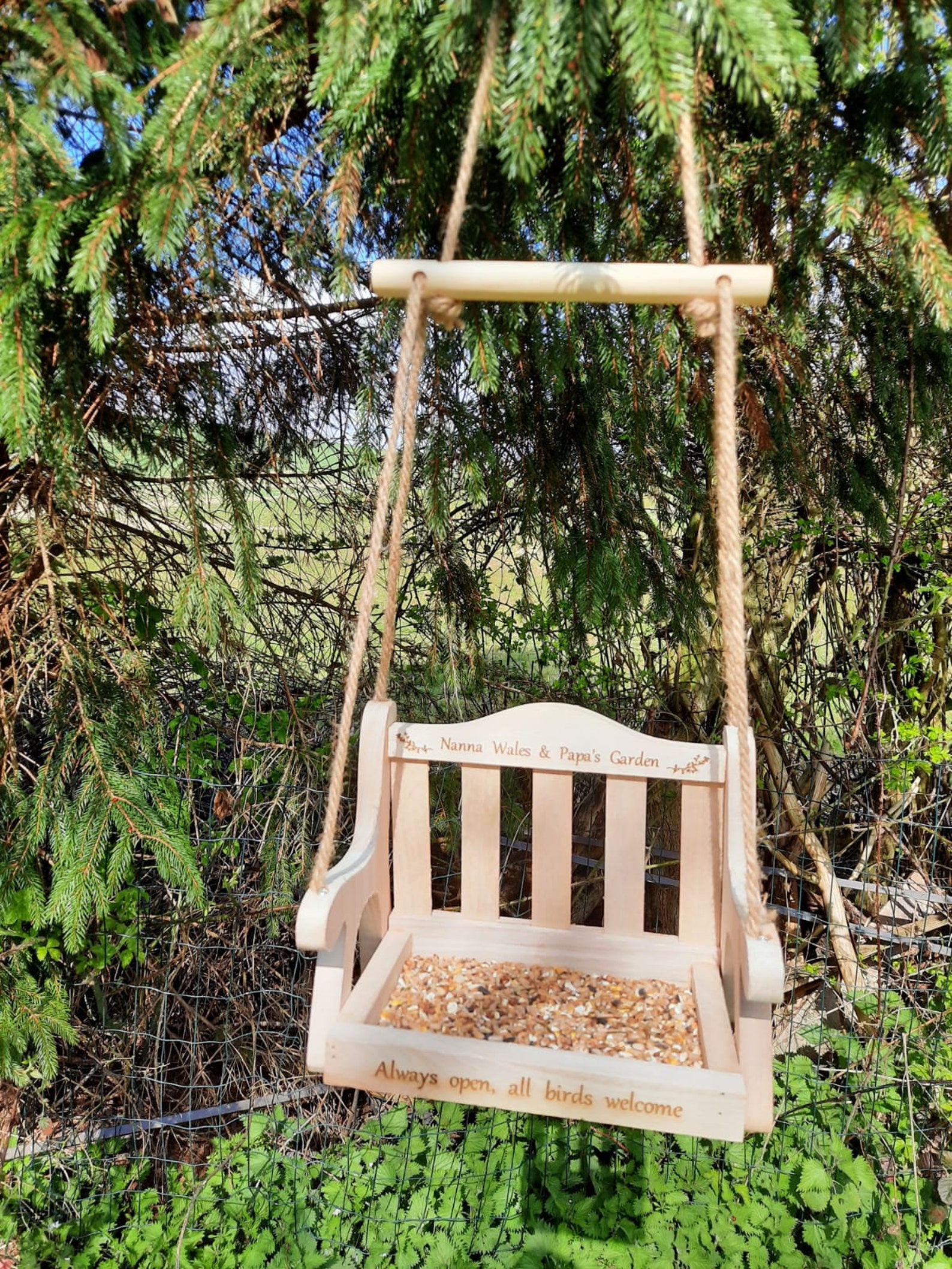 Personalised Bird Feeder Swing. Engraved With Any Name Family Etsy UK