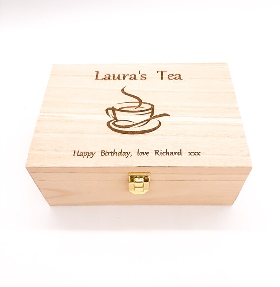 Boîte de rangement de thé personnalisée et message gravé. 4
