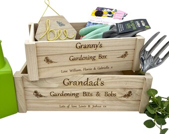 Personalised Gardening Crate, Box, gift for grandma, grandad & all garden lovers. 2 sizes.