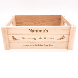 Personalised gardening crate, box. Gift for garden lovers. For garden, allotment, greenhouse to store seeds & tools. Grandma, grandad, mum image 7