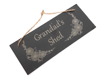 Shed gift - personalised slate sign for a shed. Birthday gift idea for dad, grandad.