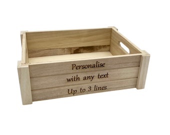 Personalised wooden hamper crate, engraved with any wording. Create your own gift hamper for Birthday, Mother's day, Father's day