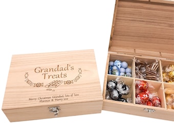 Personalised Treat box for Chocolates & Sweets, any name and message, ideal gift for dad, grandad, any sweet tooth.