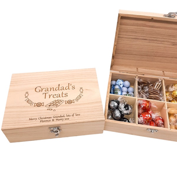 Personalised Treat box for Chocolates & Sweets, any name and message, ideal gift for dad, grandad, any sweet tooth.