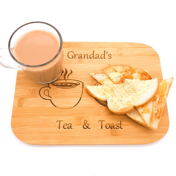 Personalised Tea, Coffee &  toast treat board, tray. Gift mum, dad, grandparents, wife, husband . Christmas, Birthday. Breakfast in bed