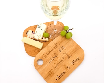 Personalised cheese & wine treat board, serving tray. Gift from grandchildren to grandparents, parents, Christmas, Anniversary, Birthday.