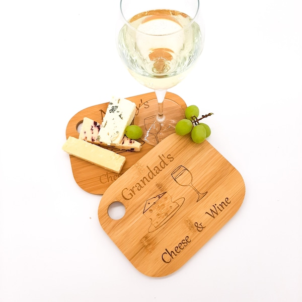 Personalised cheese & wine treat board, serving tray. Gift from grandchildren to grandparents, parents, Christmas, Anniversary, Birthday.