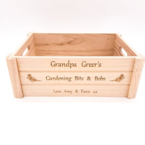 Personalised gardening crate, box. Gift for garden lovers. For garden, allotment, greenhouse to store seeds & tools. Grandma, grandad, mum image 8