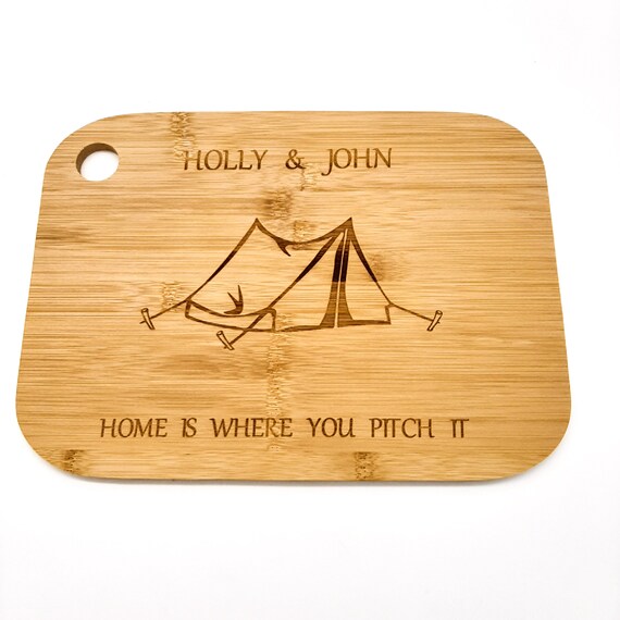 Personalised Camping Gift / Accessory. Bamboo Chopping Board for