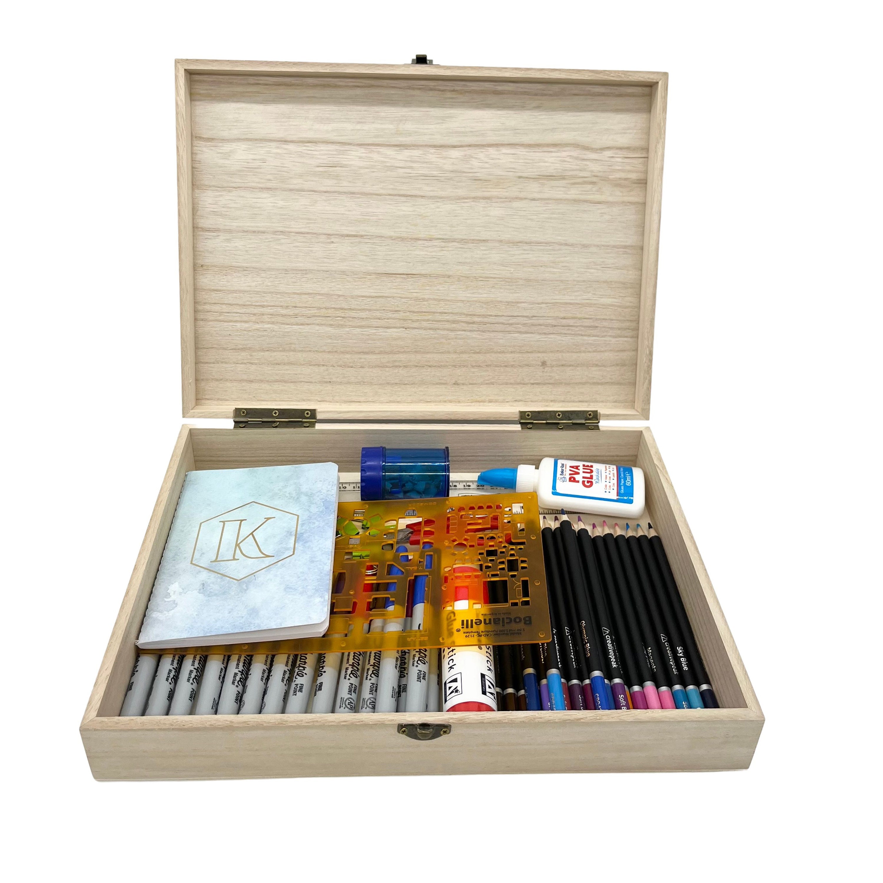 Personalised Artist Gift Set, Large Art Box & Sketchbook, Engraved With a  Message. Art Gift Idea. 