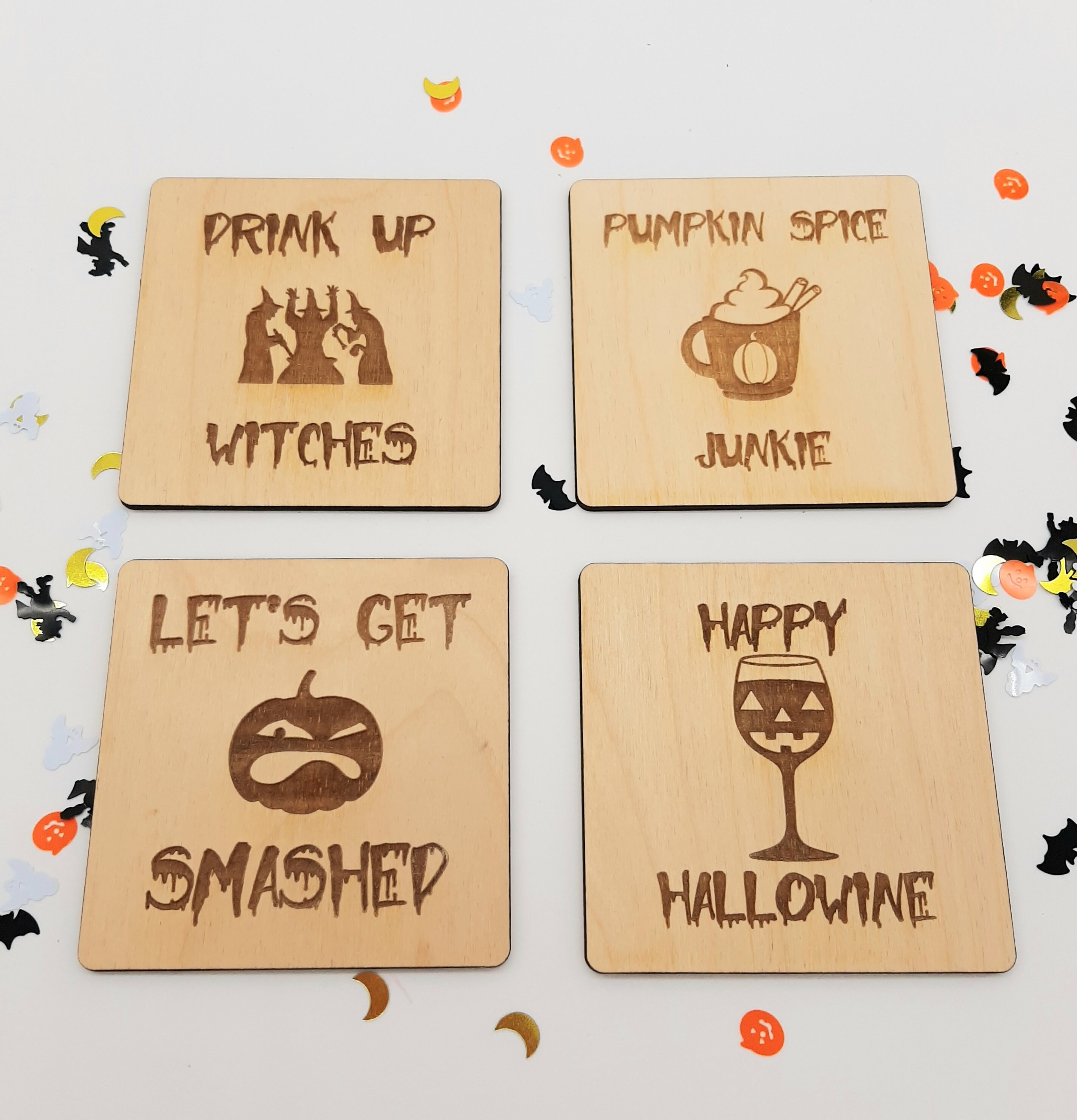 Halloween Coasters. Fun seasonal coasters in 4 spooky designs. Etsy