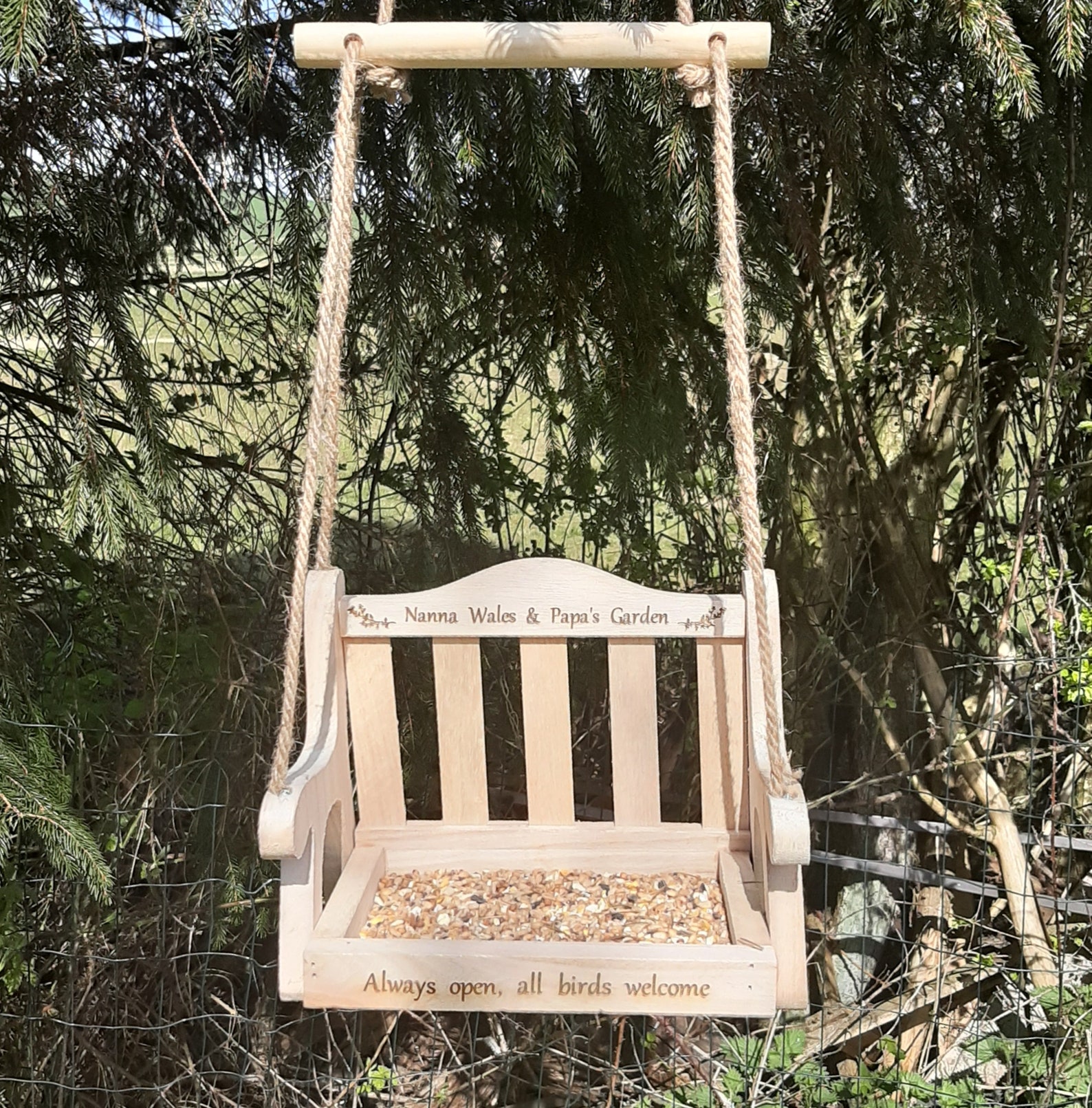 Personalised Bird Feeder Swing. Engraved With Any Name Family Etsy UK
