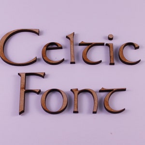 10CM CELTIC LETTERS -  Wooden Celtic Font lettering Personalised words Card Bespoke craft Wall art Door sign Wall plaque Box Decoration