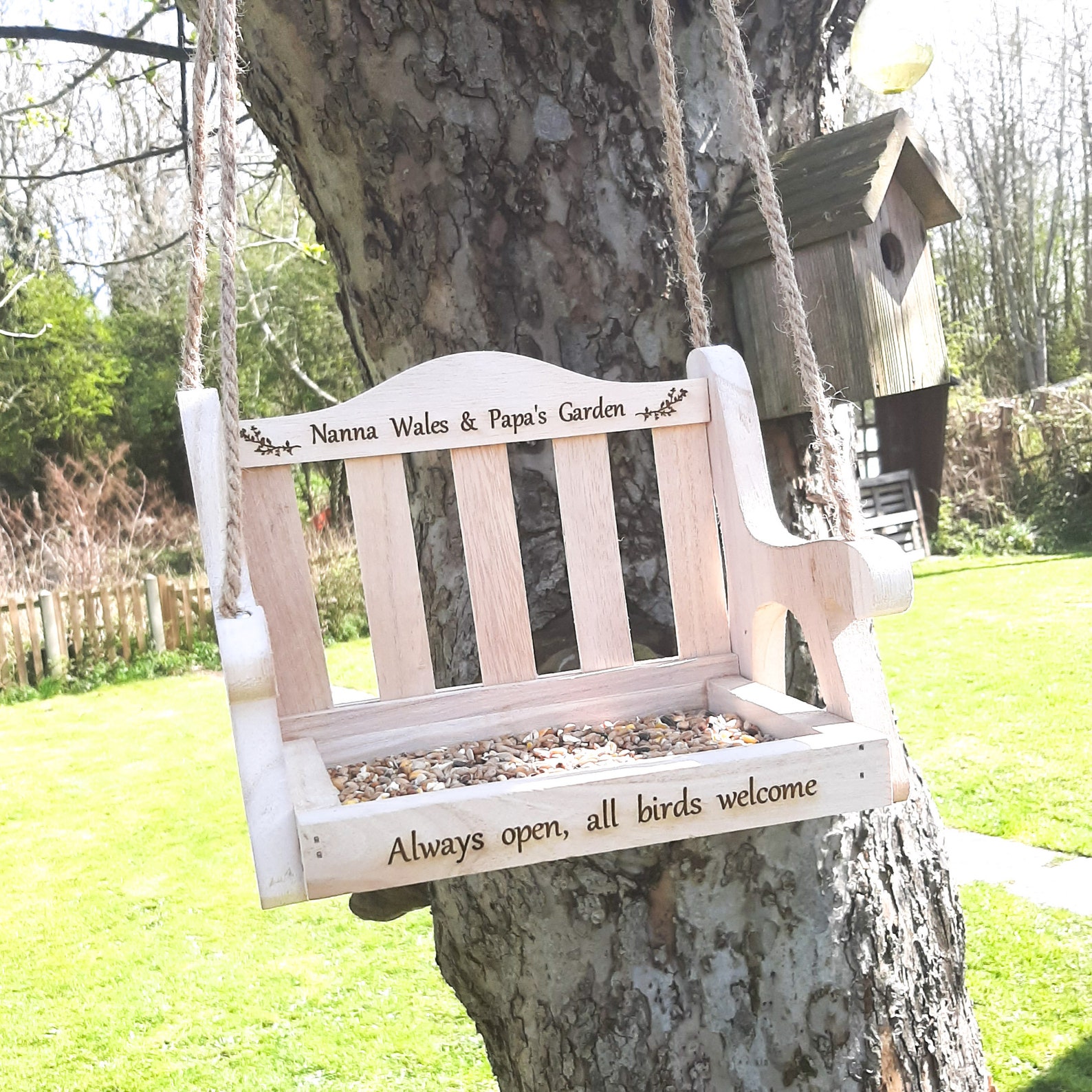 Personalised Bird Feeder Swing. Engraved With Any Name Family Etsy UK