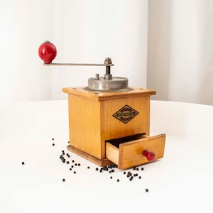 Vintage German Coffee Grinder: Wooden Kitchen Decor, 1950s