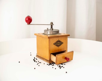 Vintage Coffee Grinder, Pepper Grinder, Geschmiedetes Mahlwerk, Wooden Vintage Grinder, Old Coffee Mill, Retro Kitchen Decor, German Grinder