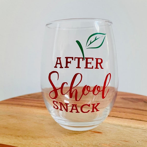 After School Snack Wine Glass | Stemless Wine Glass | Teacher Wine Glass