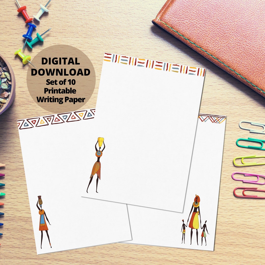 PRINTABLE Letter Writing Stationary A4 Paper, Digital Download, African Women Notepaper ...