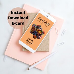 Saudações virtuais pensando em você, flores de tecido, download instantâneo de cartão eletrônico digital, cartão eletrônico ecológico de saudações para celular