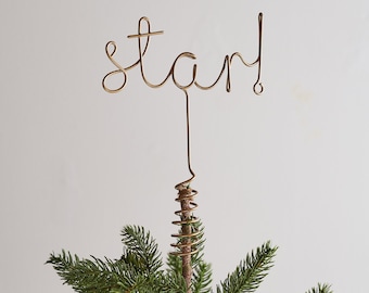 Wire Star Word Christmas Tree Topper, Minimalist Christmas Decor