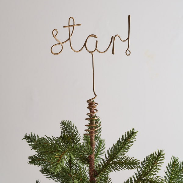Wire Star Word Christmas Tree Topper, Minimalist Christmas Decor