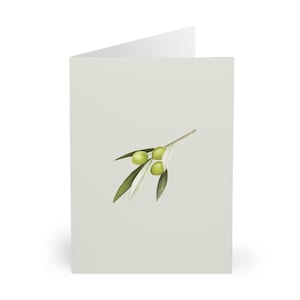 Olijfkleurige wenskaarten (verpakking van 5): perfect voor foodiecadeaus, botanische kaarten, bedankjes, milieuvriendelijk, schattig briefpapier