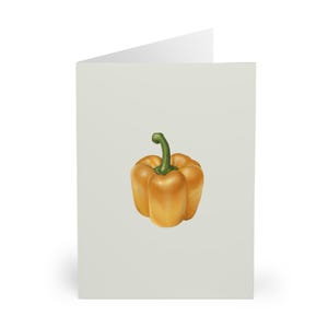 Cartões de Saudações com Pimenta Laranja (Pacote com 5) - Perfeitos para Presentes Gastronômicos, Cartões Vegetarianos, Cartões de Agradecimento, Ecológicos, Papelaria Bonita