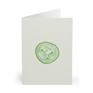 Cartões comemorativos de pepino (pacote com 5) - perfeitos para presentes gastronômicos, cartões vegetarianos, notas de agradecimento, ecológicos, artigos de papelaria fofos