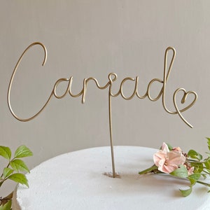 Topper per torta in filo metallico Cariad, decorazione per matrimonio gallese