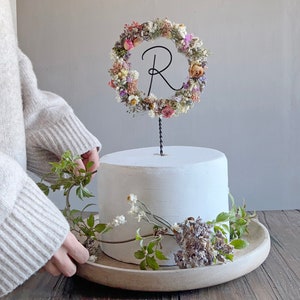 Getrocknete Blumen Brief rund Geburtstag Cake Topper