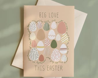 Easter Card, Pastel Egg Illustration, Modern Spring Greeting (Digital Download)