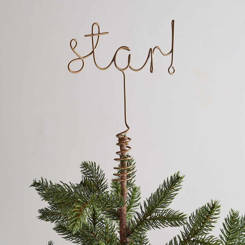 Wire Star Word Christmas Tree Topper, Minimalist Christmas Decor image 1