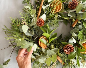 Deluxe DIY Christmas Wreath Making Kit: Fresh Foliage & Decorations - Budget Version Also Available