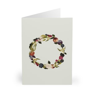 Fruitkranswenskaarten (5 stuks) - perfect voor foodiecadeaus, kerstkaart, feestelijke notities, milieuvriendelijk, schattig briefpapier