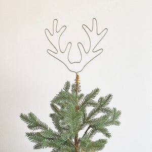 Gold Wire Reindeer Antlers Christmas Tree Topper | Animal Tree Topper