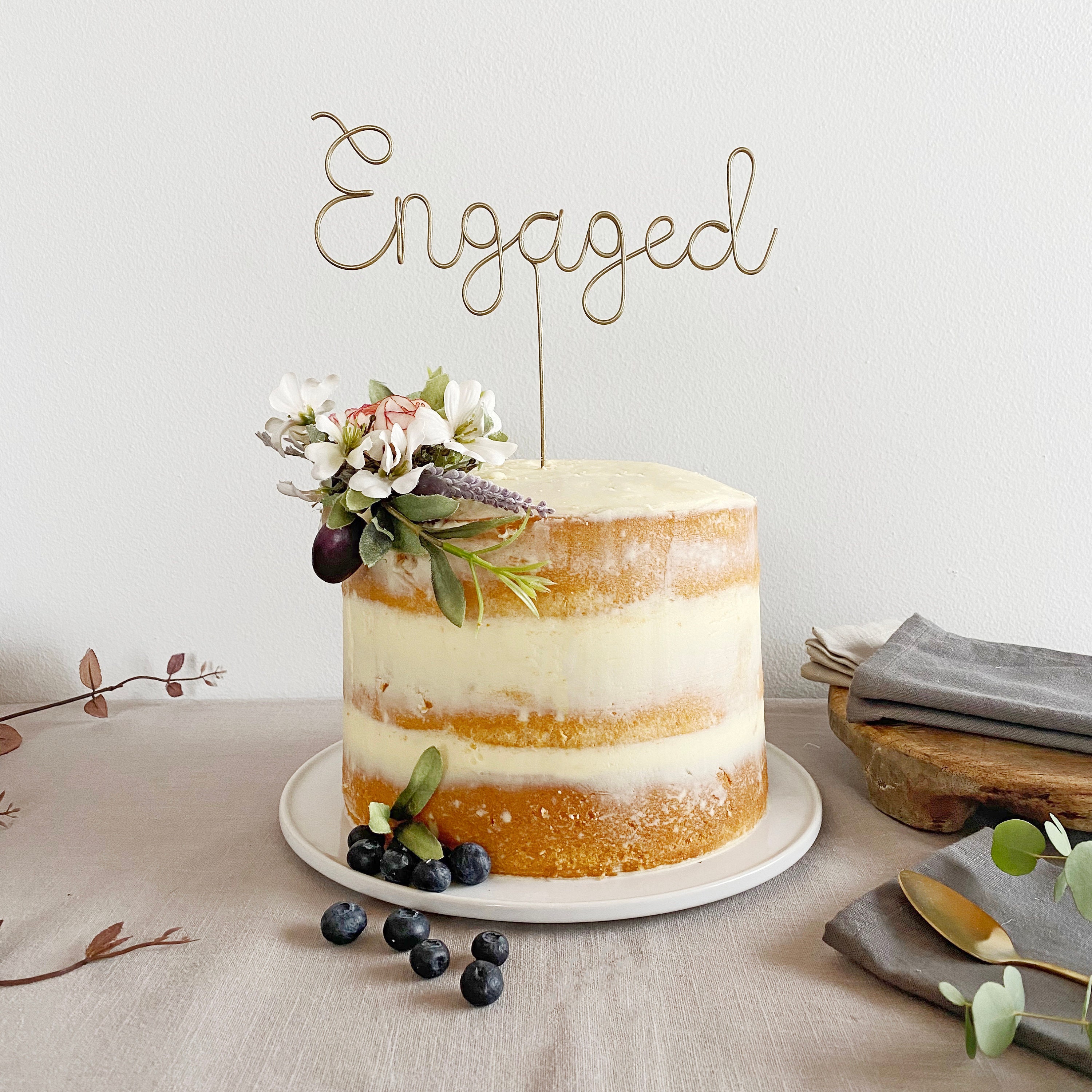 Engaged Wire Cake Topper