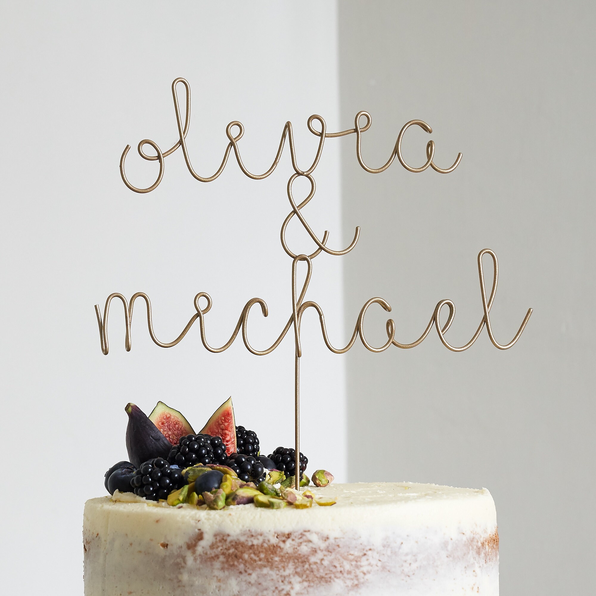 Couple’s Name Cake Topper, Wedding Gold Wire Custom Topper Letter