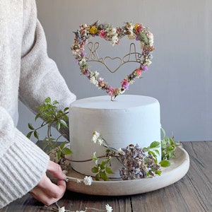 Pastel dried flower Wedding Cake Topper