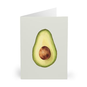 Cartões comemorativos de abacate (pacote com 5) - perfeitos para presentes gastronômicos, cartões de aniversário, cartões "só porque sim", notas de agradecimento, cartões da natureza